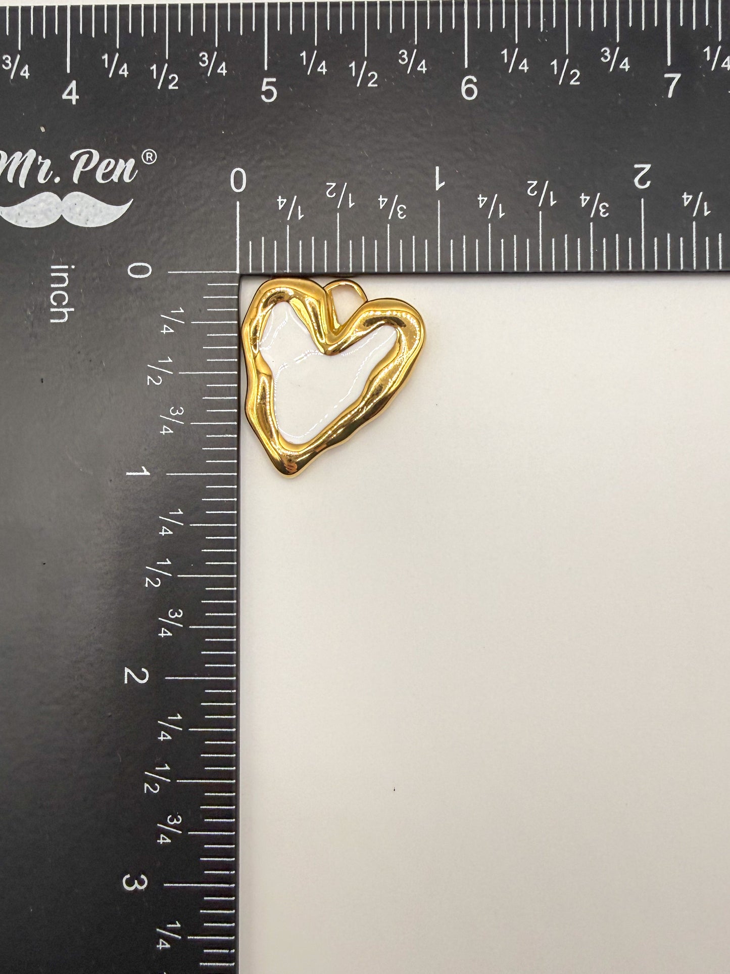 Stainless Steel White Enamel Gold Heart Charm Pendant