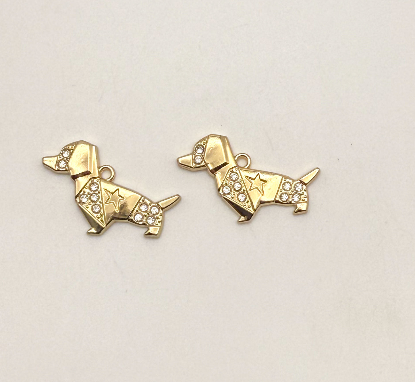 Gold Sparkling Dachshund Dog DIY Charm