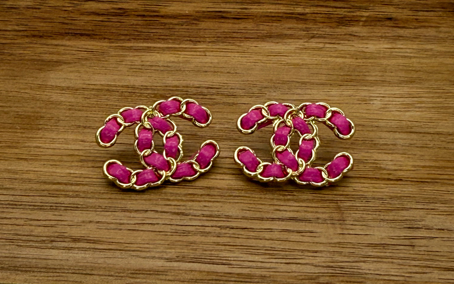 CC Designer LoGo Gold Stud Earrings