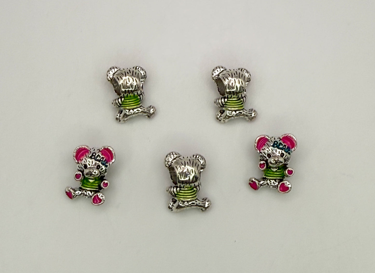 Silver Teddy Bear Spacer Charm for Charm Bracelets