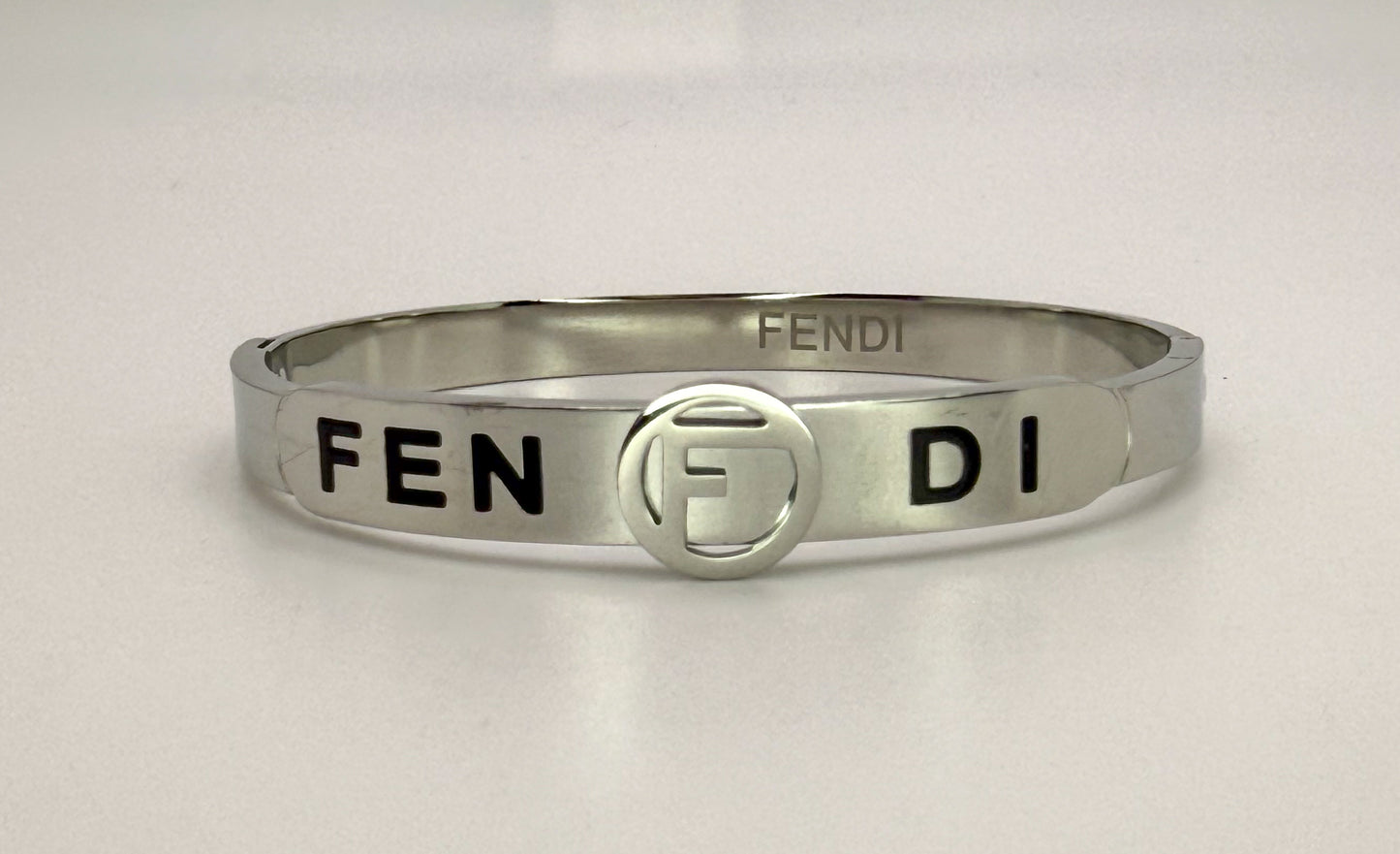 Silver Stainless Steel Fendi Designer Bangle Bracelet