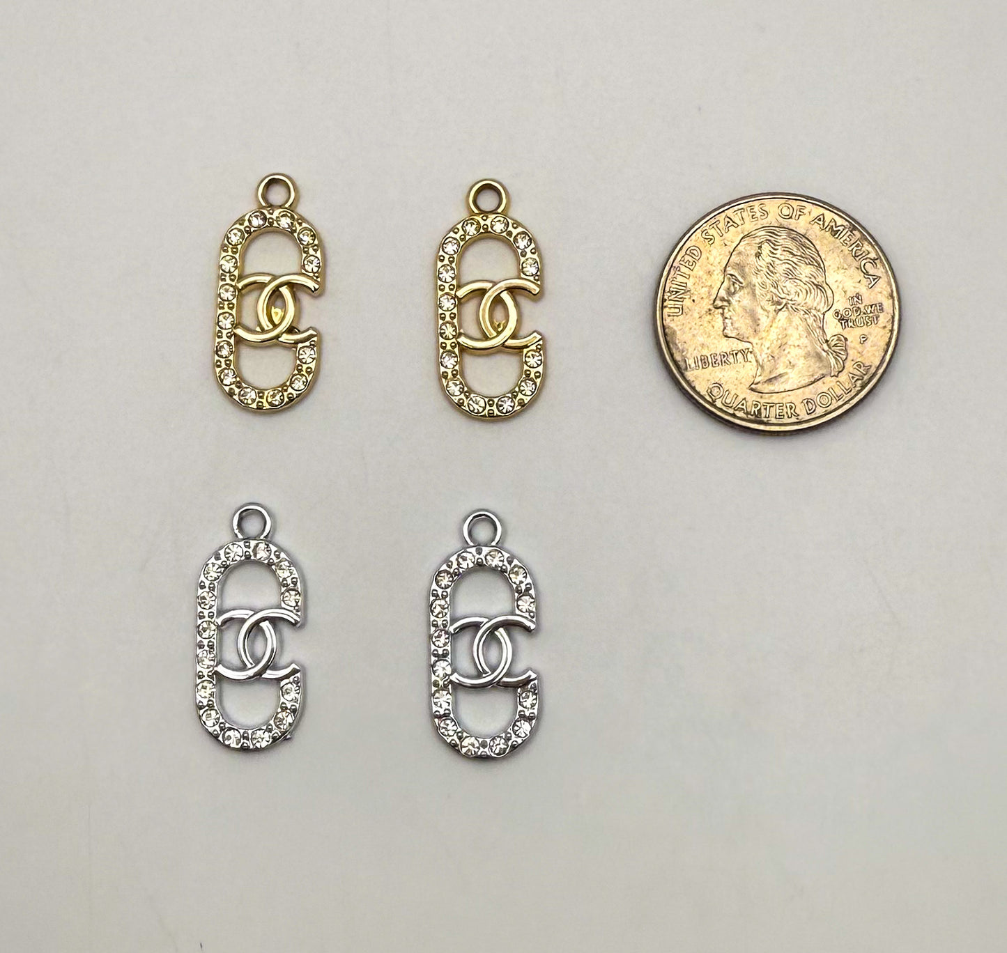Gold and Silver Oval CC Designer DIY Charms