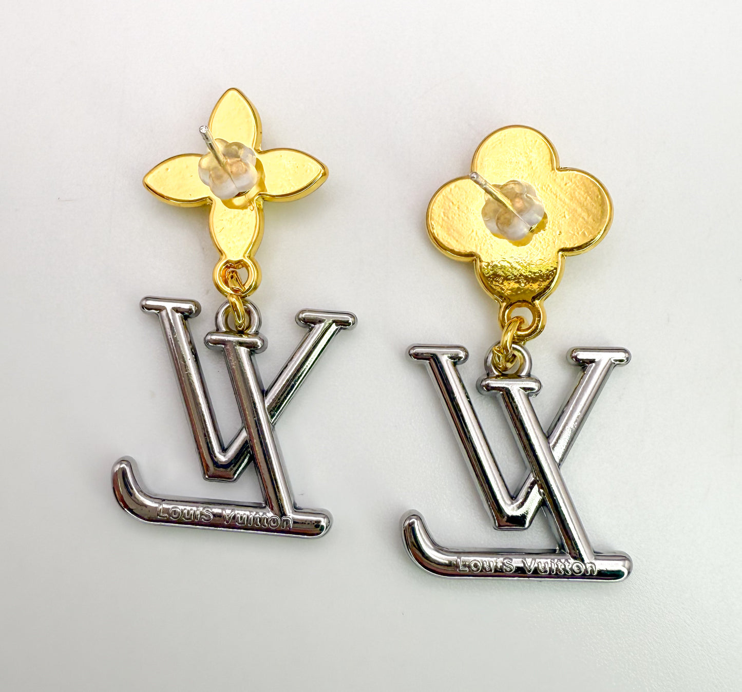 Gold & Silver LV Stud Earrings
