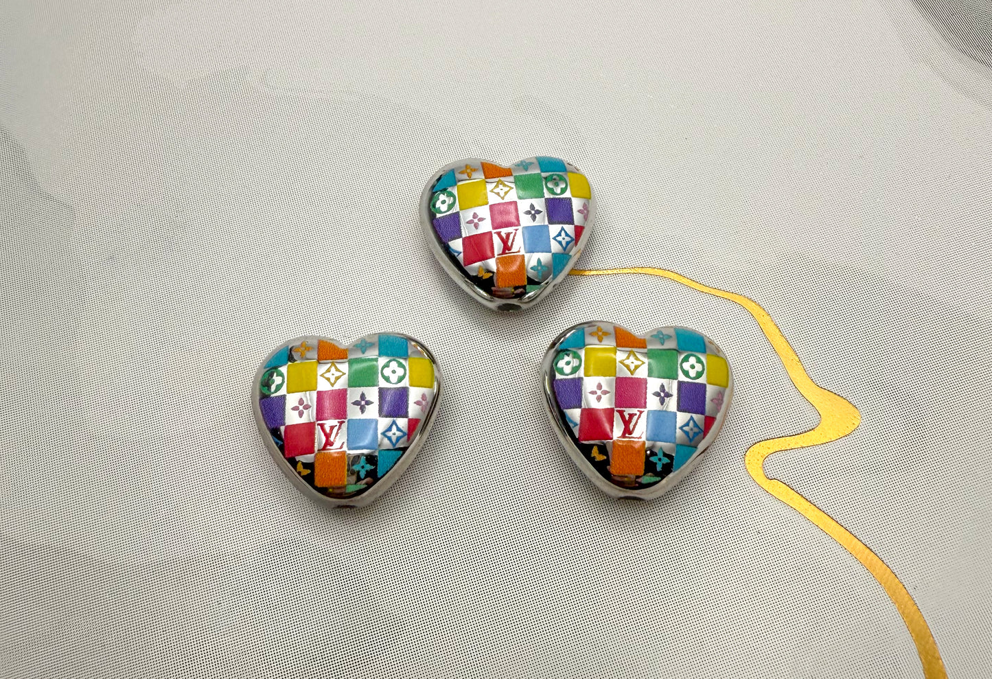 Designer Heart Shaped Acrylic DIY Beads