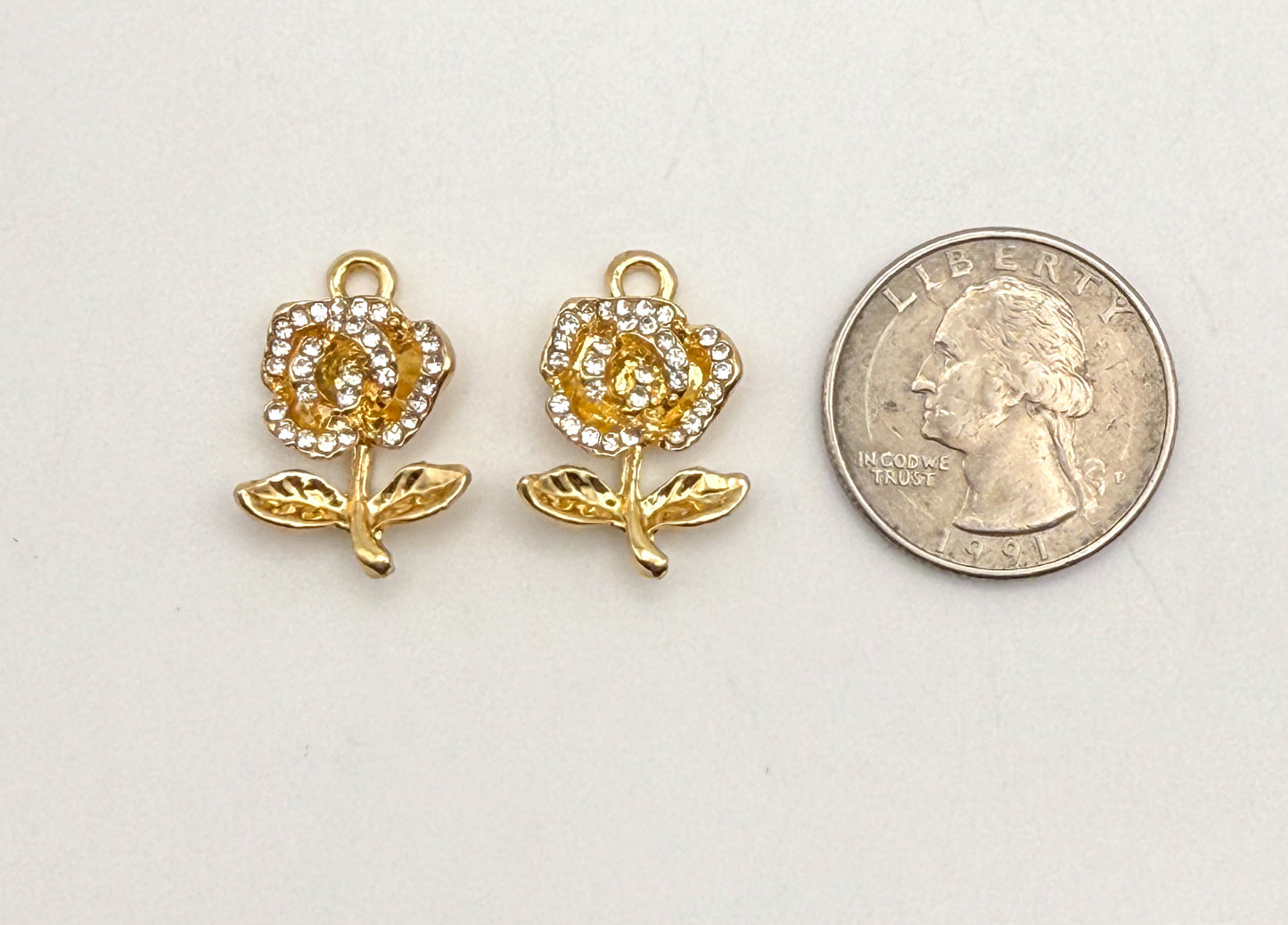Gold Sparkling Rose DIY Charm