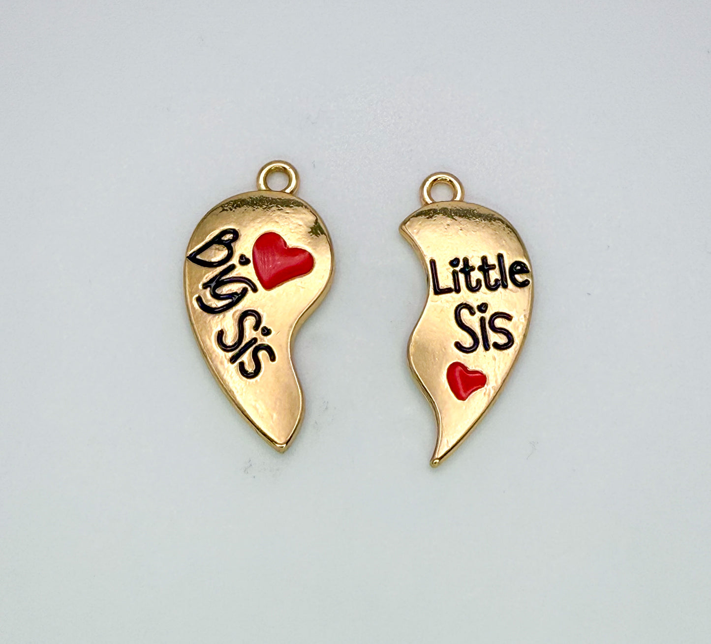 Big Sis Little Sis Half Heart Gold DIY Charms
