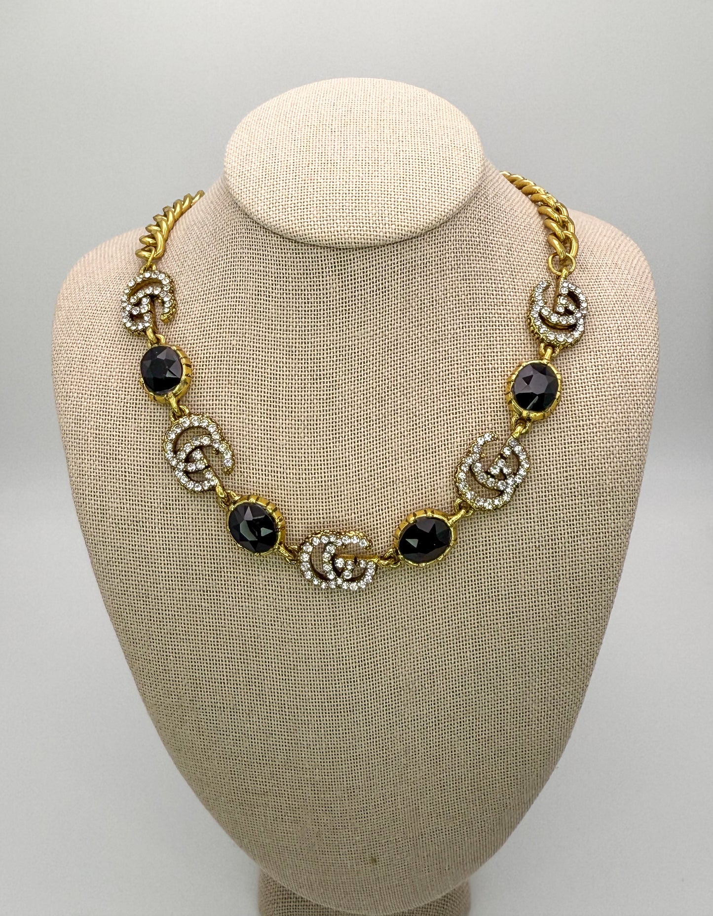 Bold n Gold Gucci Designer Matching Necklace and Earrings Jewelry Set