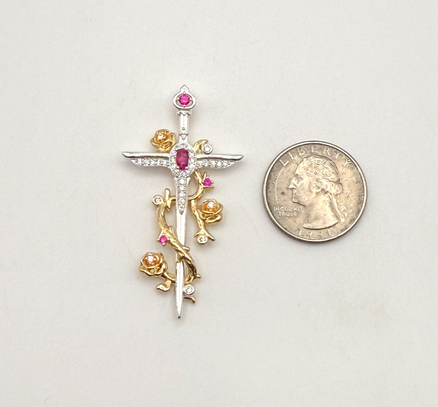 Gold Rose covered on Silver Cross Dragger