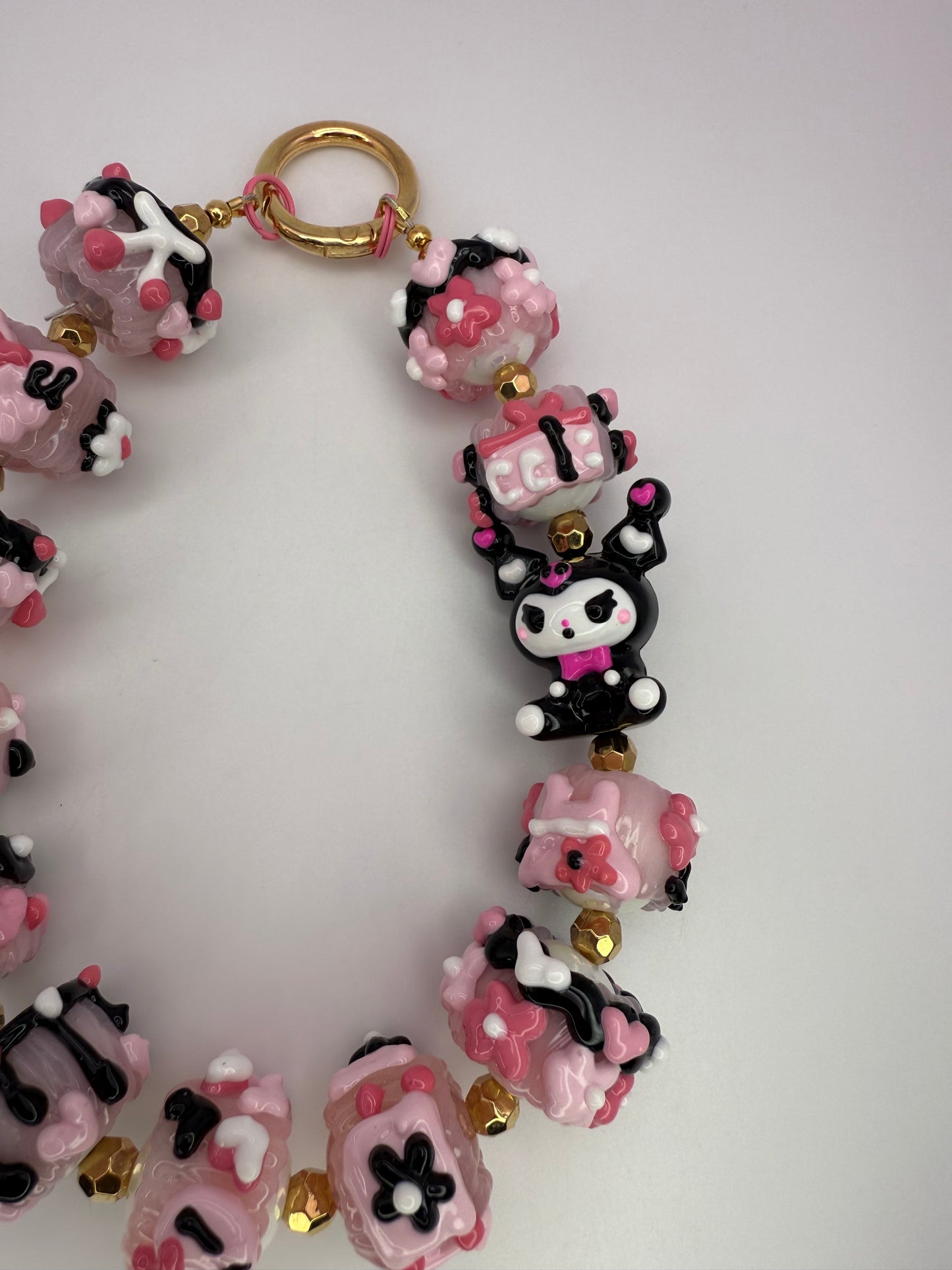 HandPainted Acrylic Beaded Keychain Phone Charm Wristlet