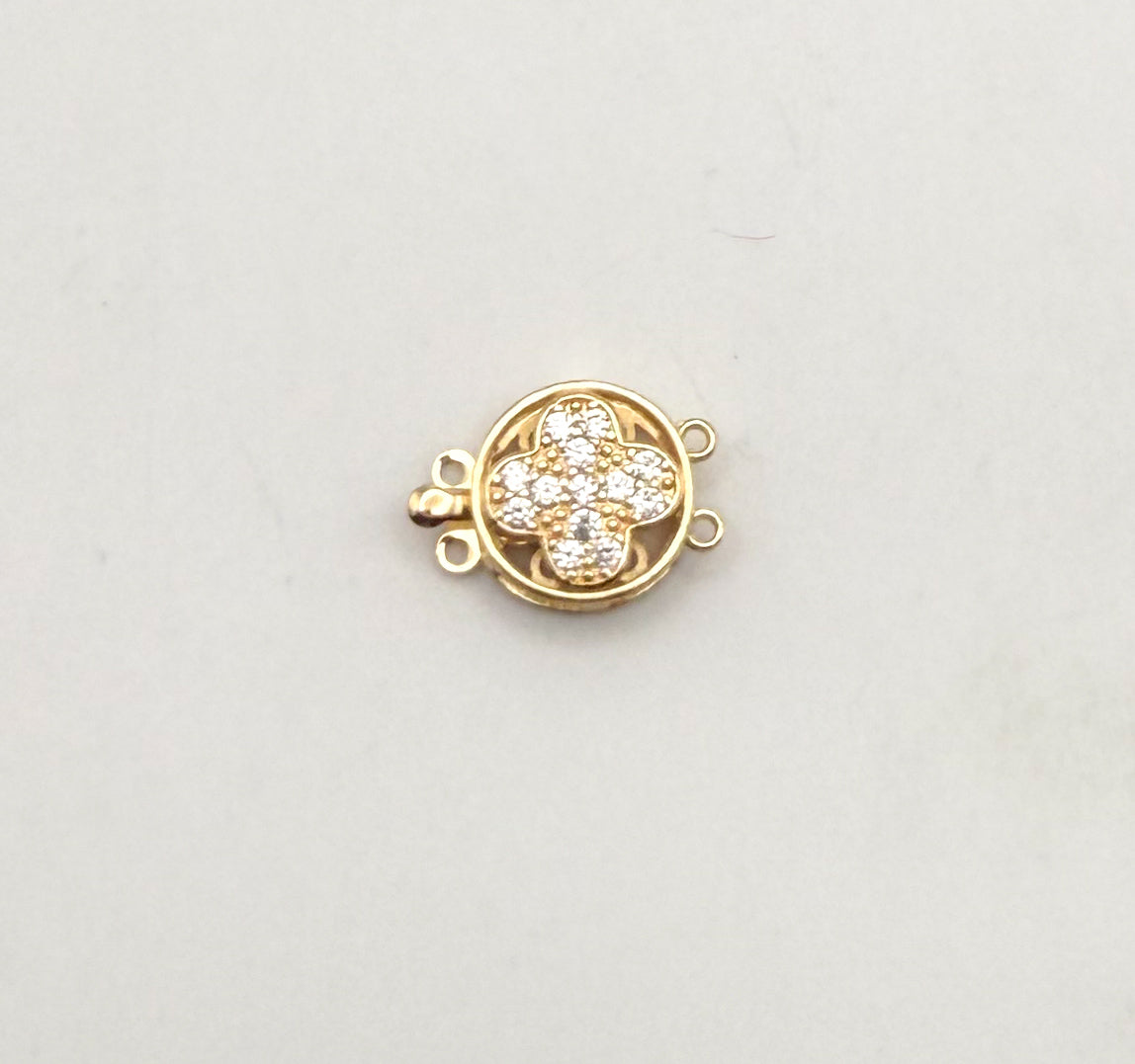 Gold & Silver Double Link Clover Closure Clasp for Jewelry Making