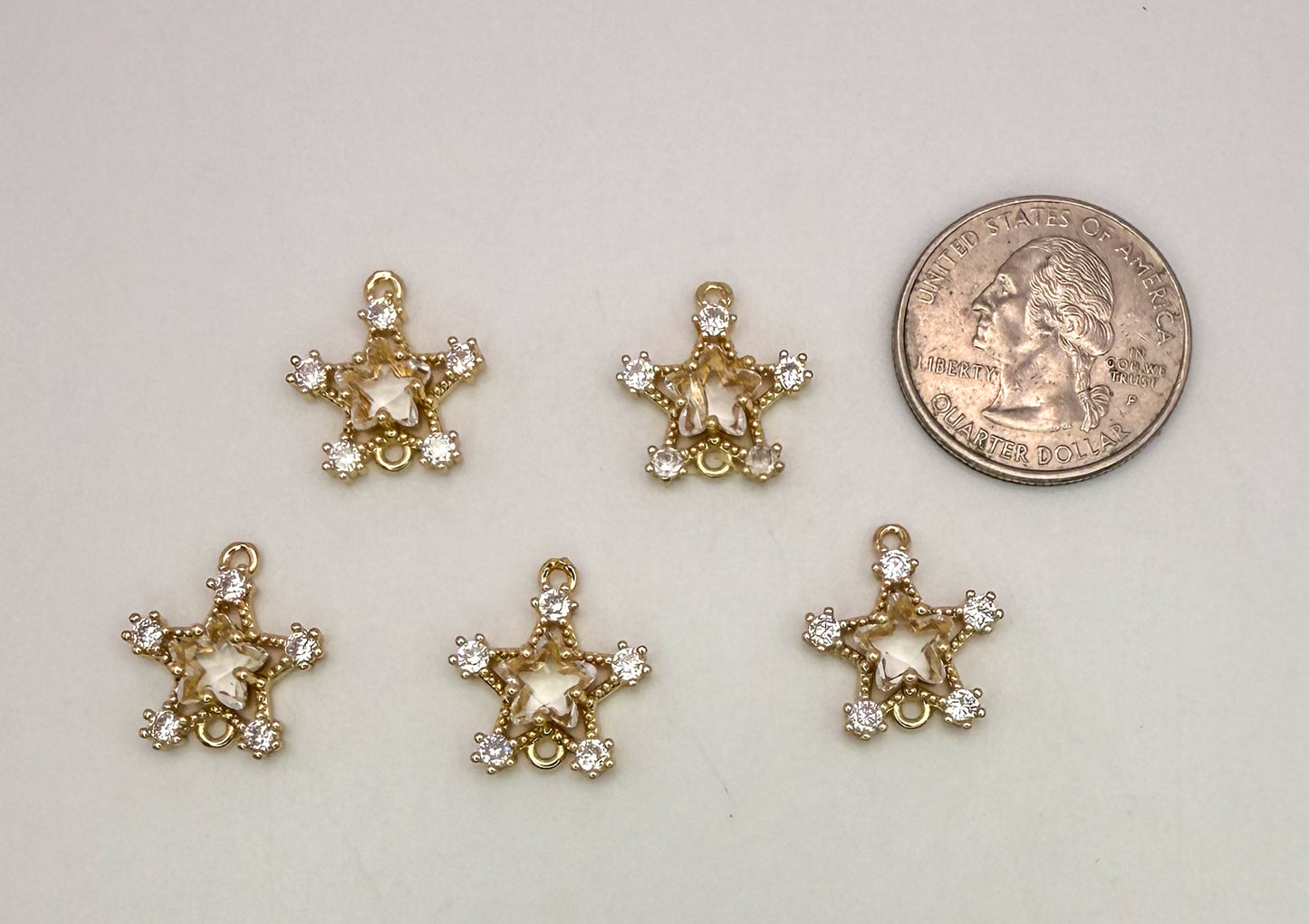 High Quality Zircon Gold Star DIY Connector Charms