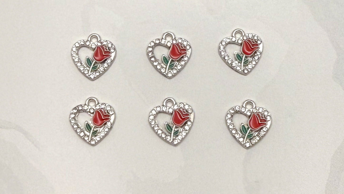 Silver Heart of Roses DIY Metal Charm Set
