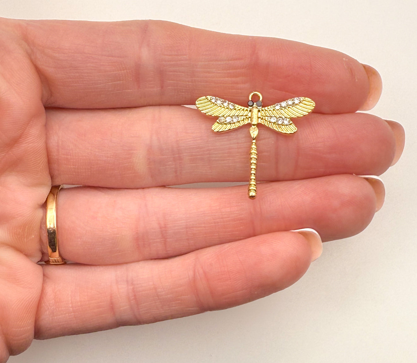 Gold Sparkling Dragonfly DIY Charm