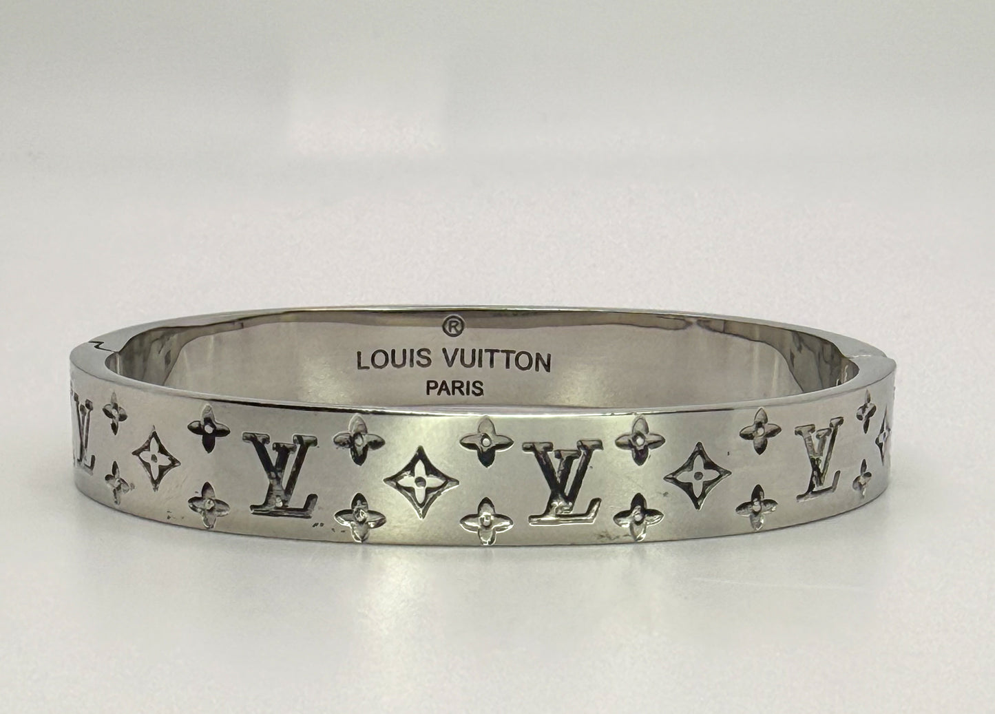 Silver LV Designer Stainless Steel Bangle Bracelet