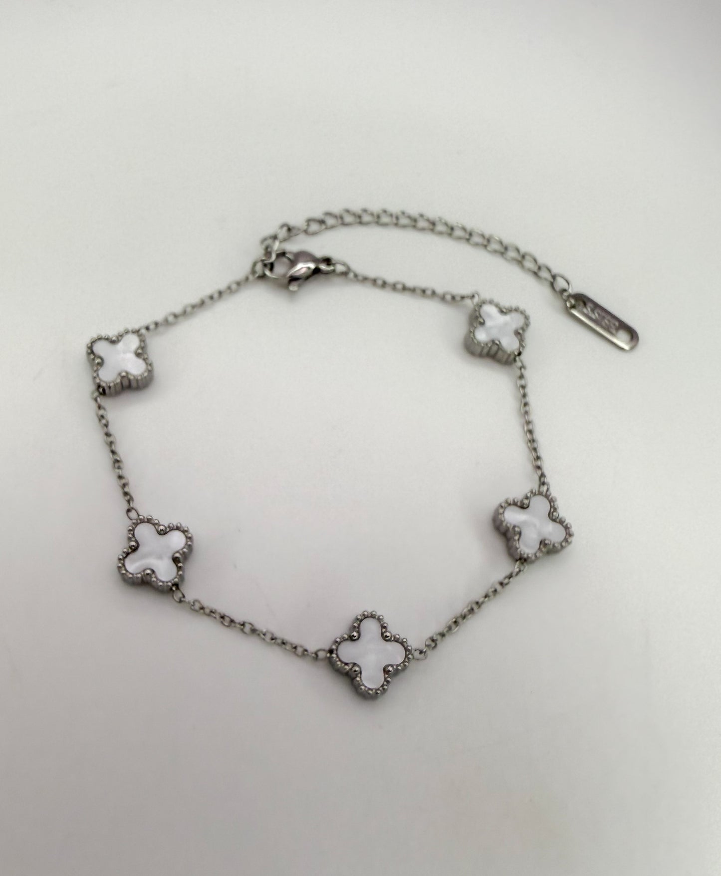 Mini Silver Clover Chain Link Adjustable Bracelets