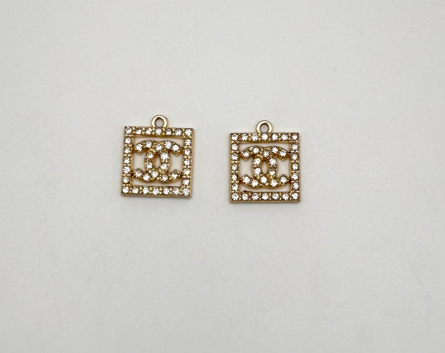 CC Designer Gold and Silver Square DIY Charms