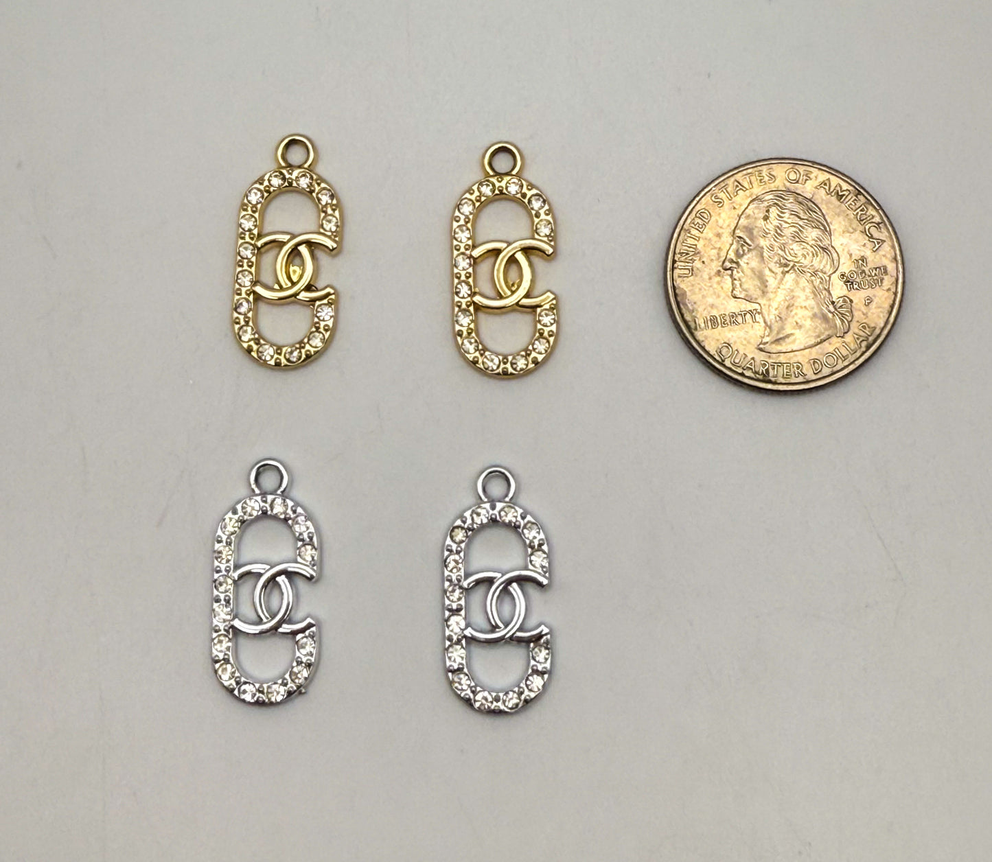 Gold and Silver Oval CC Designer DIY Charms