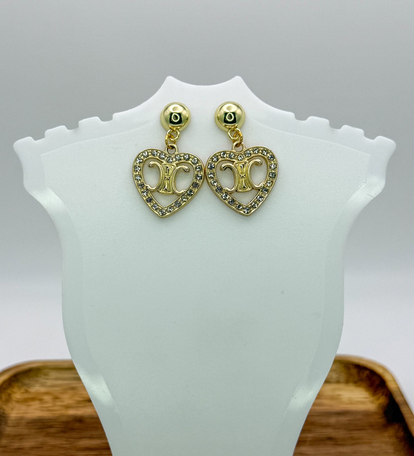 Designer Gold Stud Dangle Earrings