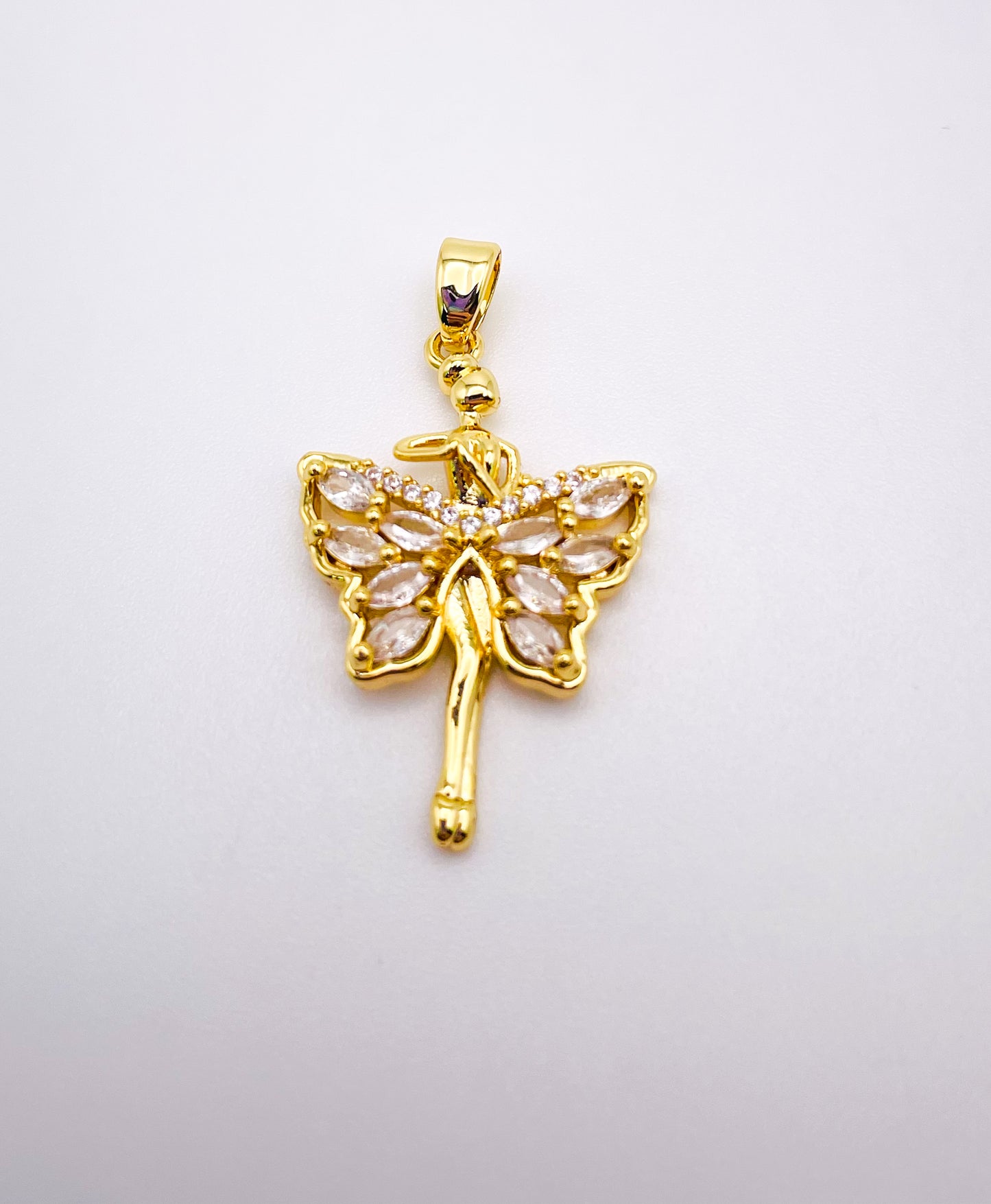 Gold Zircon Fairy Pendant