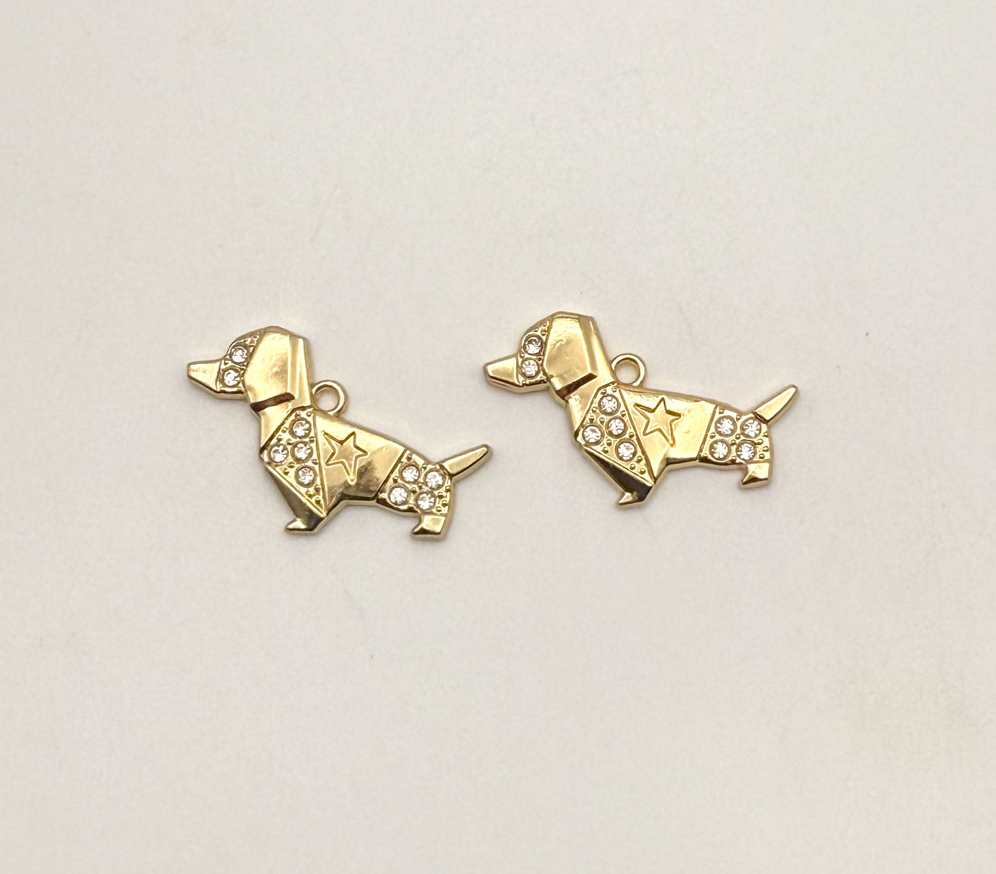 Gold Sparkling Dachshund Dog DIY Charm