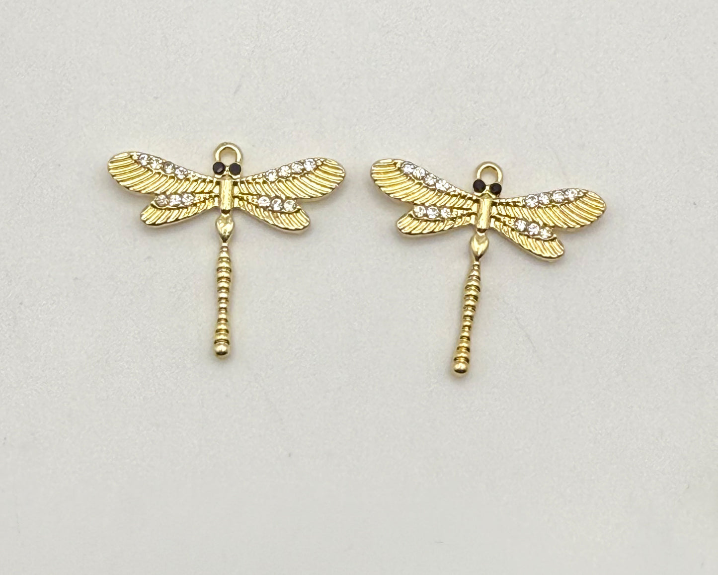 Gold Sparkling Dragonfly DIY Charm