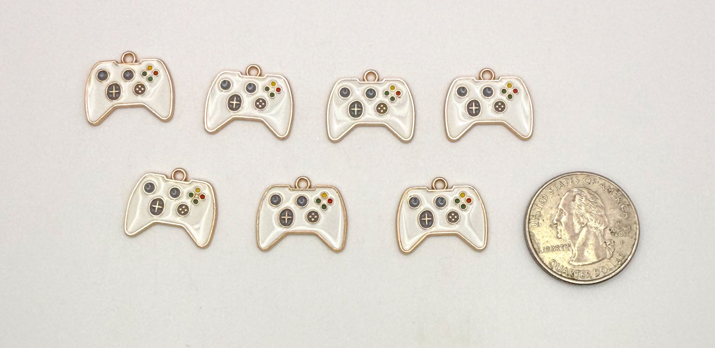 White Xbox Game Controller Gold DIY Charms