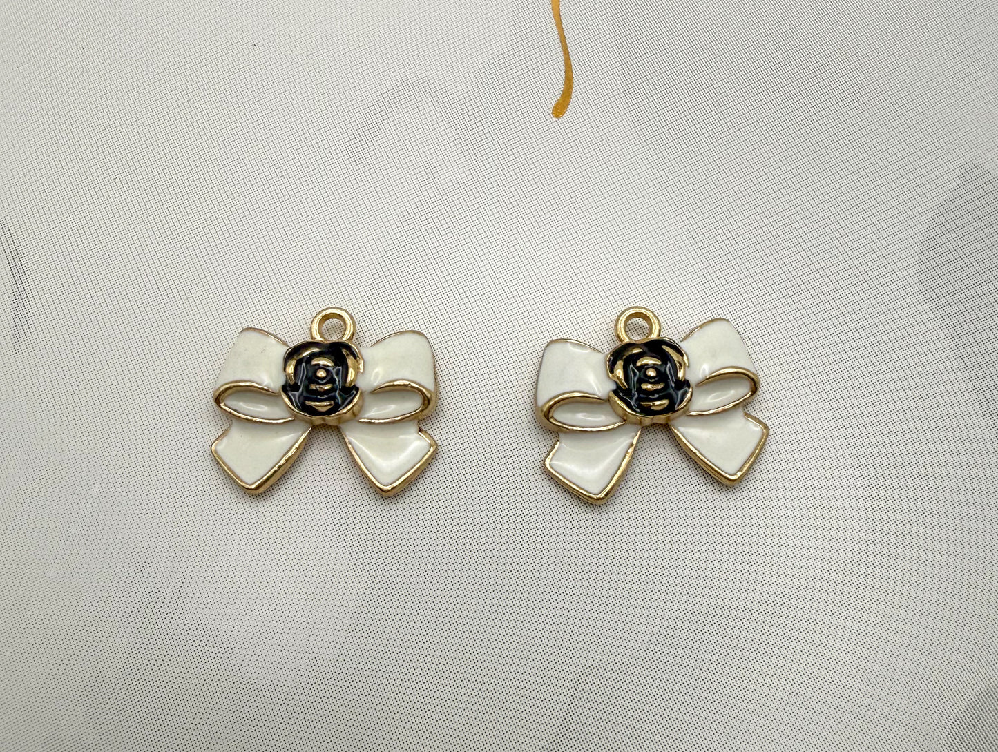 CC Inspired Gold Black & White Flower Bow tie DIY Metal Charm