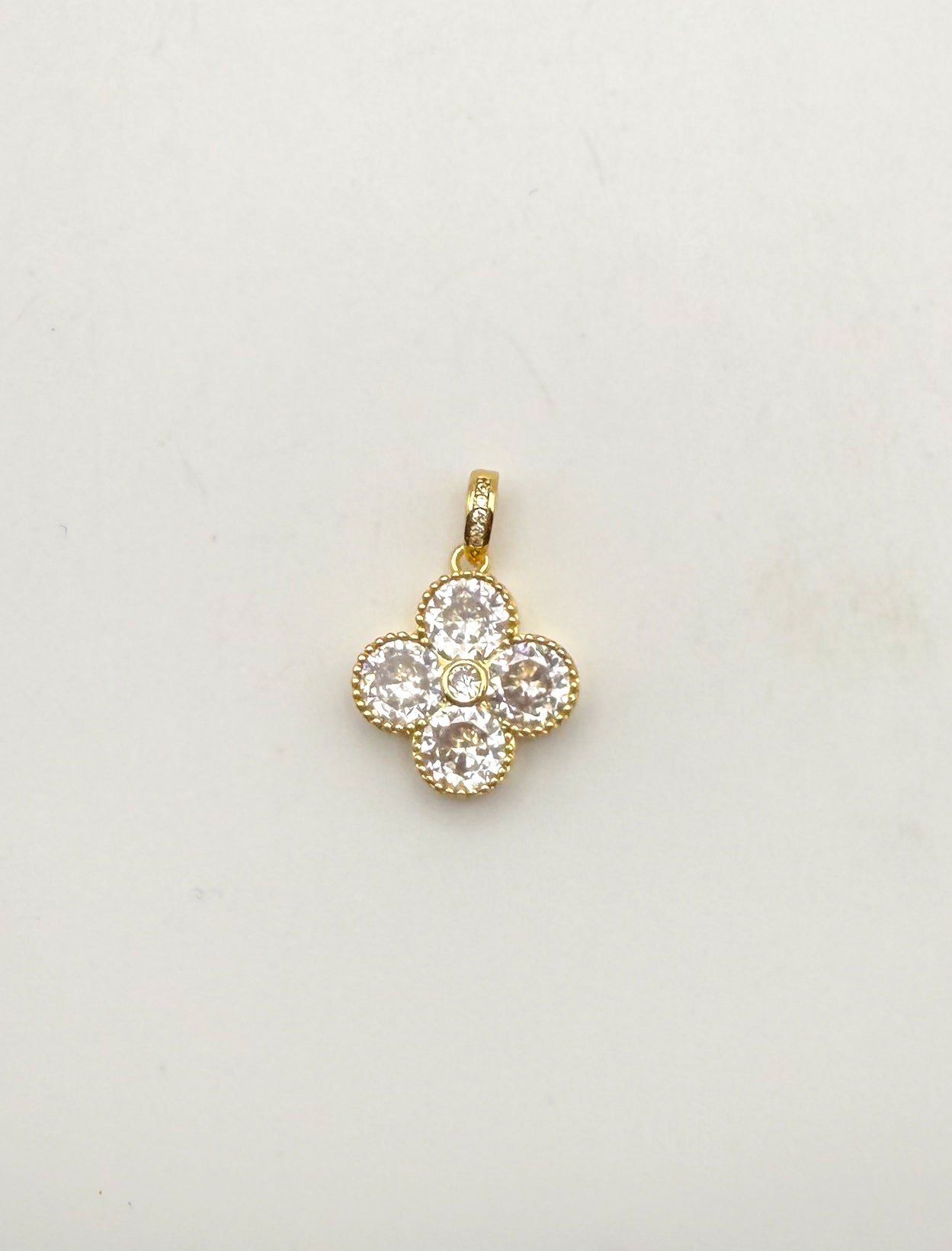 Gold Clover Design with Zircon DIY Pendant