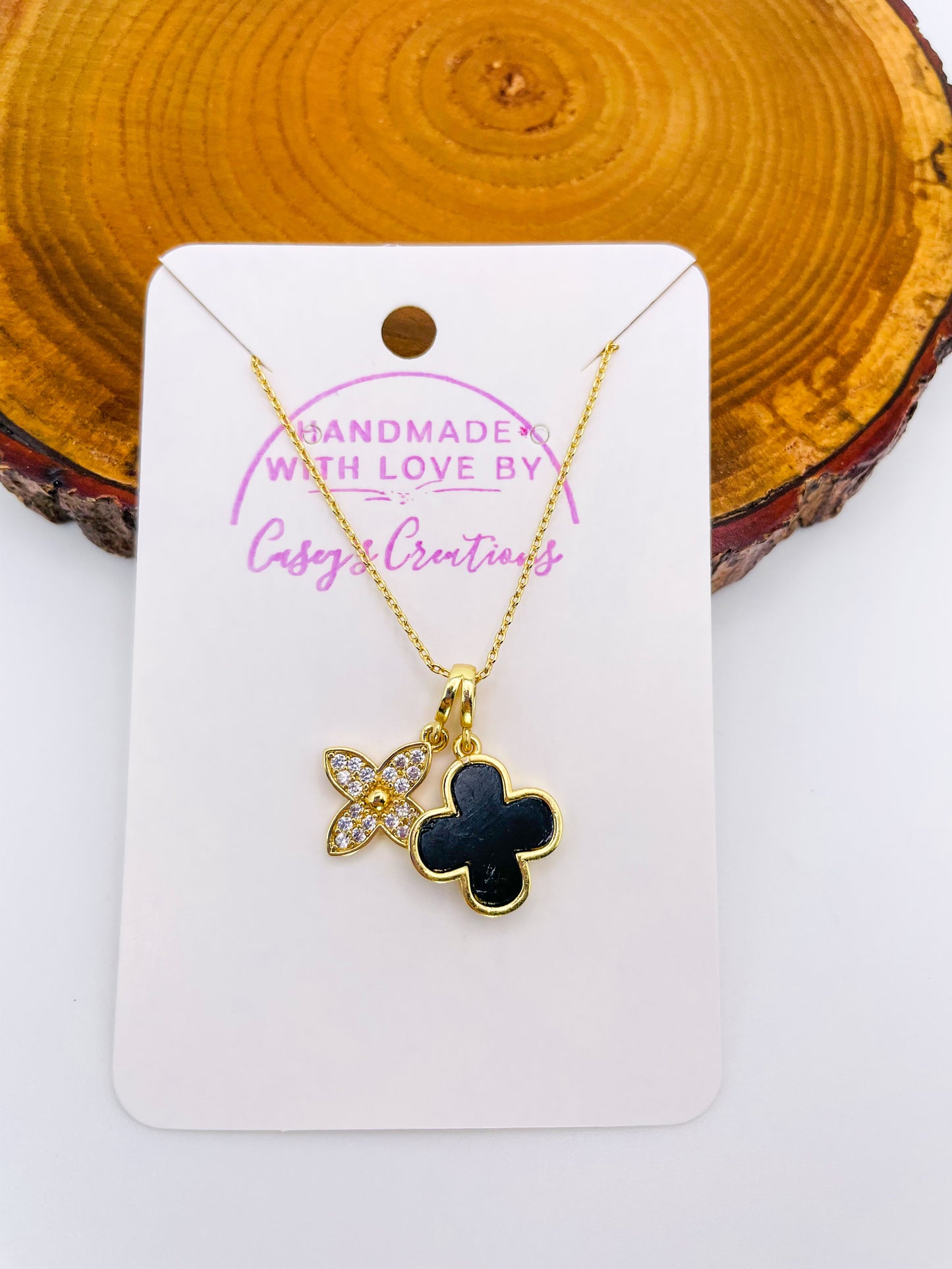 LV Black Clover Gold & Silver Adjustable Necklace