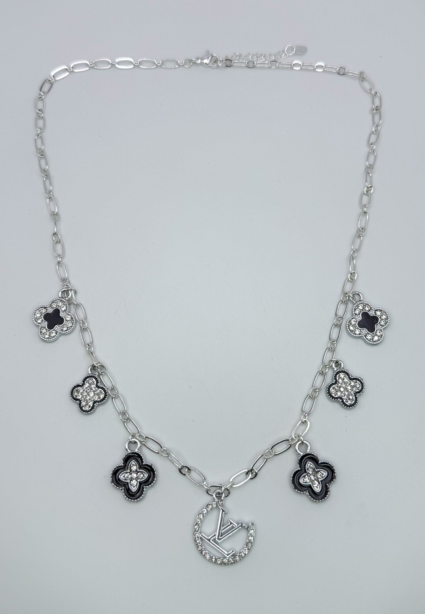 LV Designer Silver Charm Necklace