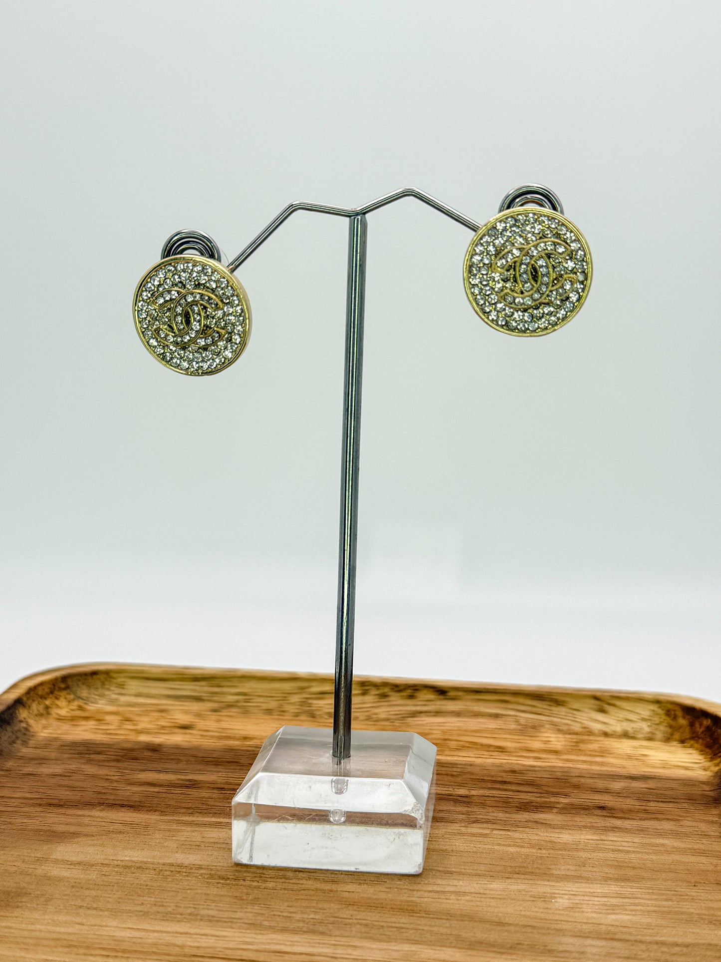 Bling CC Designer Gold Stud Earrings