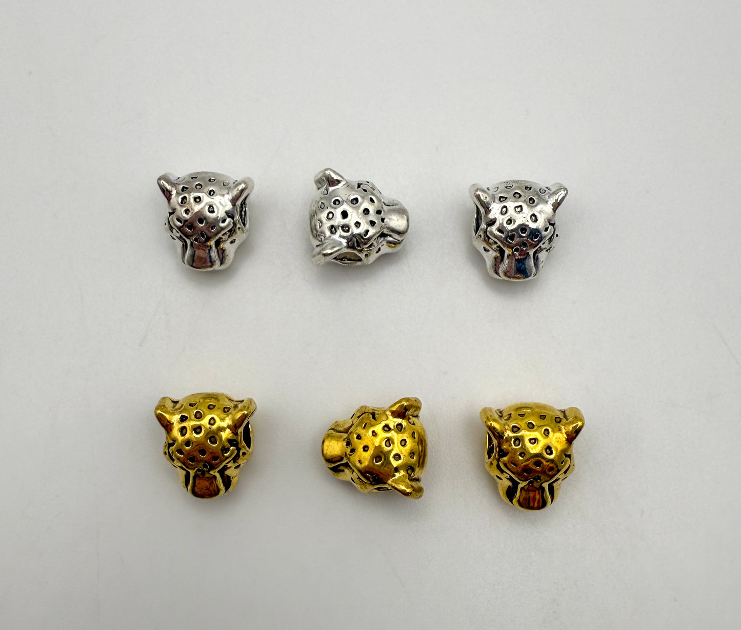 Leopard Head Gold & Silver Spacer Charm Beads