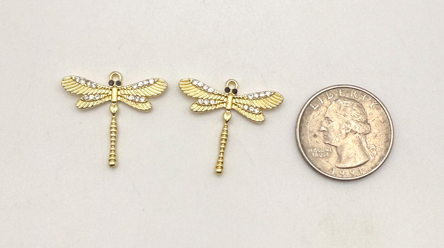 Gold Sparkling Dragonfly DIY Charm
