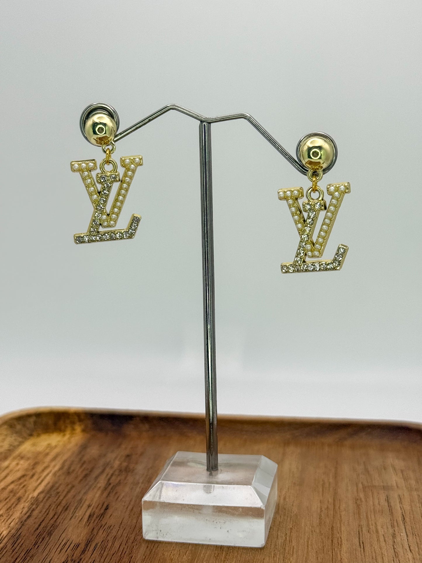 LV Gold or Silver Stud Dangle Earrings