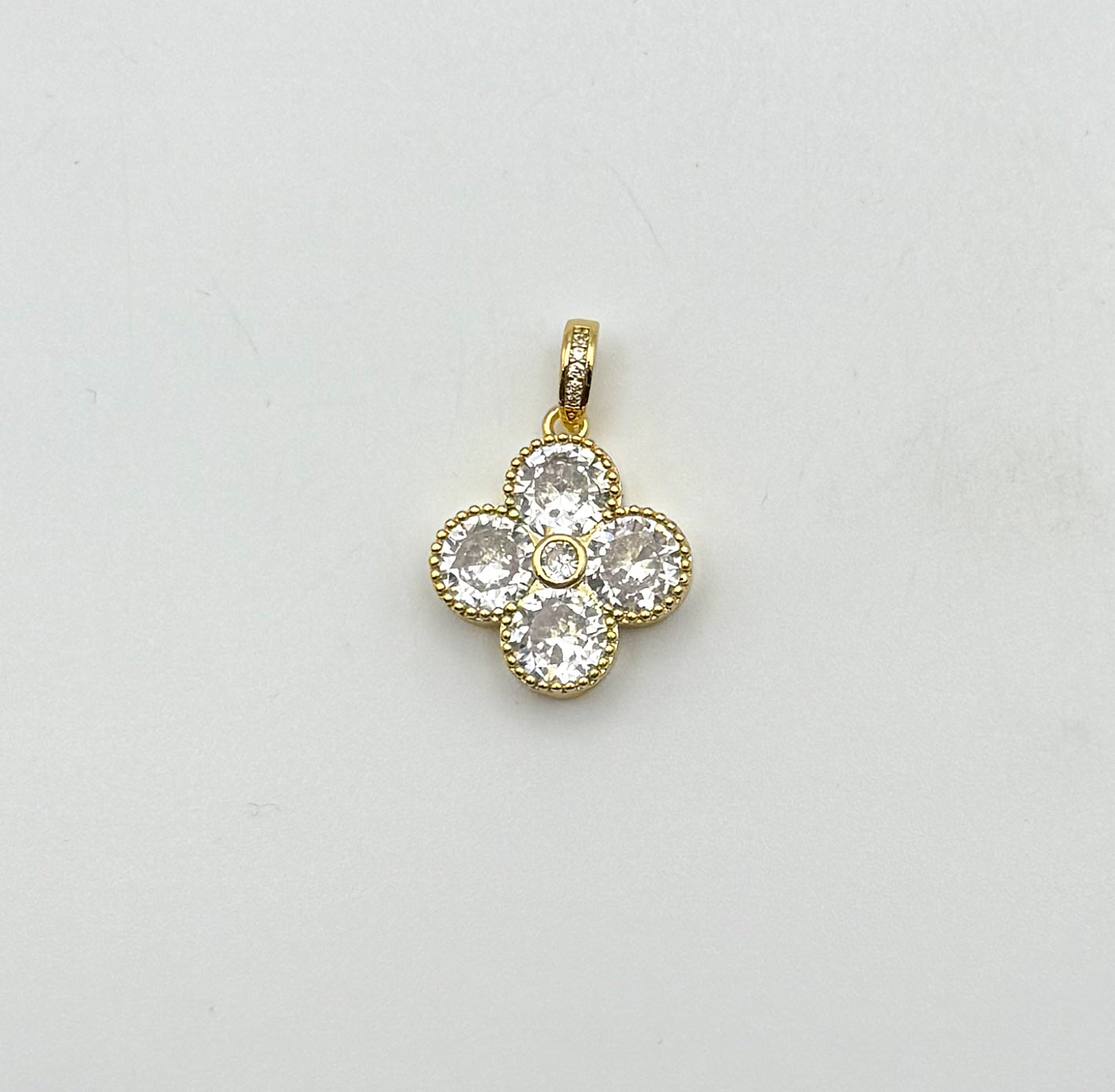 Gold Clover Design with Zircon DIY Pendant
