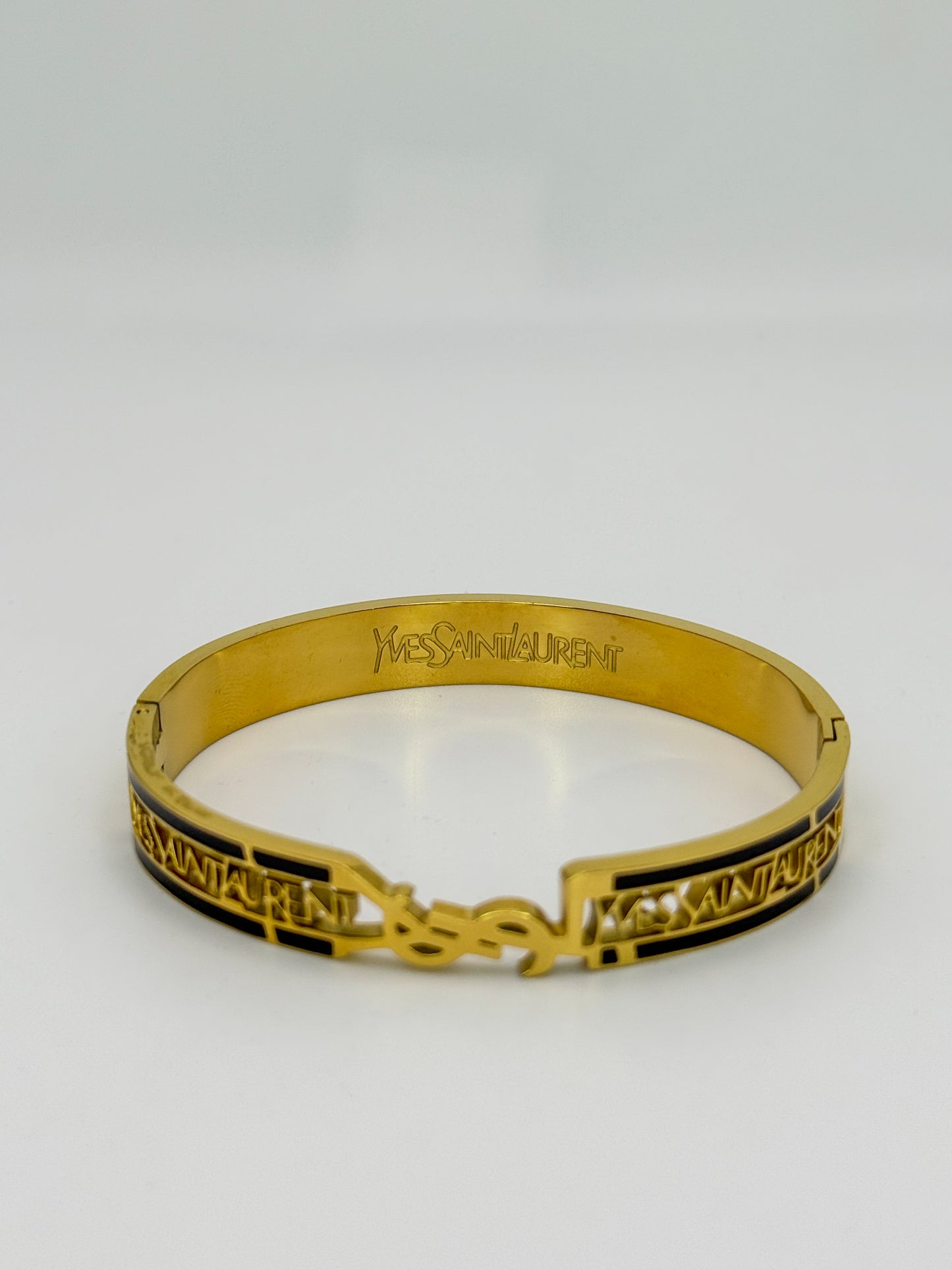 High Quality YSL Designer Gold Stainless Steel Bangle Bracelet with Designer Stamp