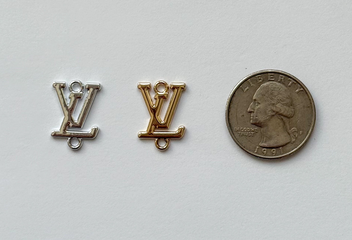 Gold & Silver LV Designer Connector DIY Charms