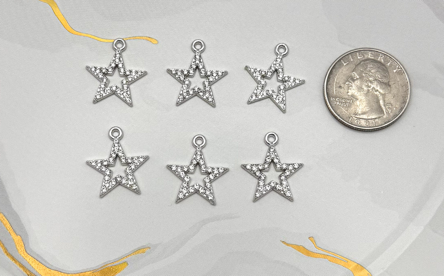 Sparkling Silver Star DIY Metal Charms