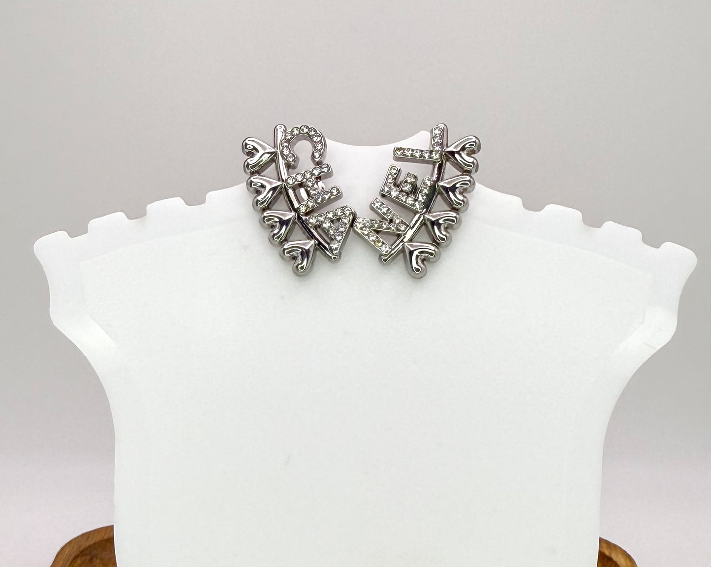 Silver Chanel Stud Statement Earrings