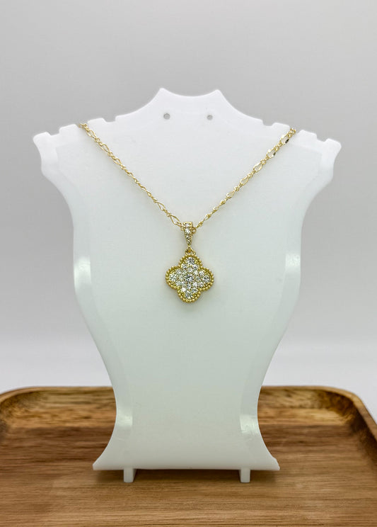 Sparkling Gold Clover Necklace