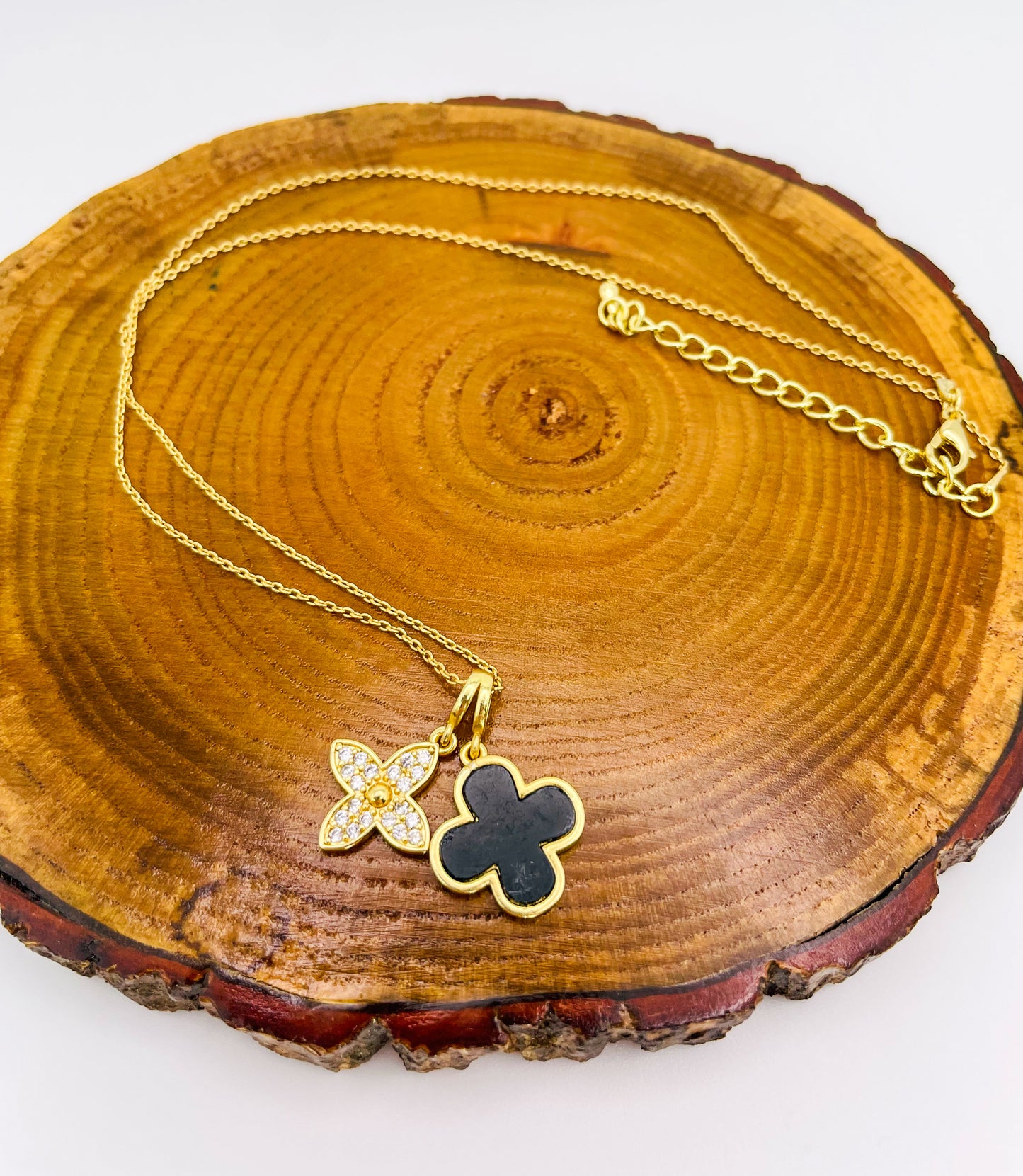 LV Black Clover Gold & Silver Adjustable Necklace