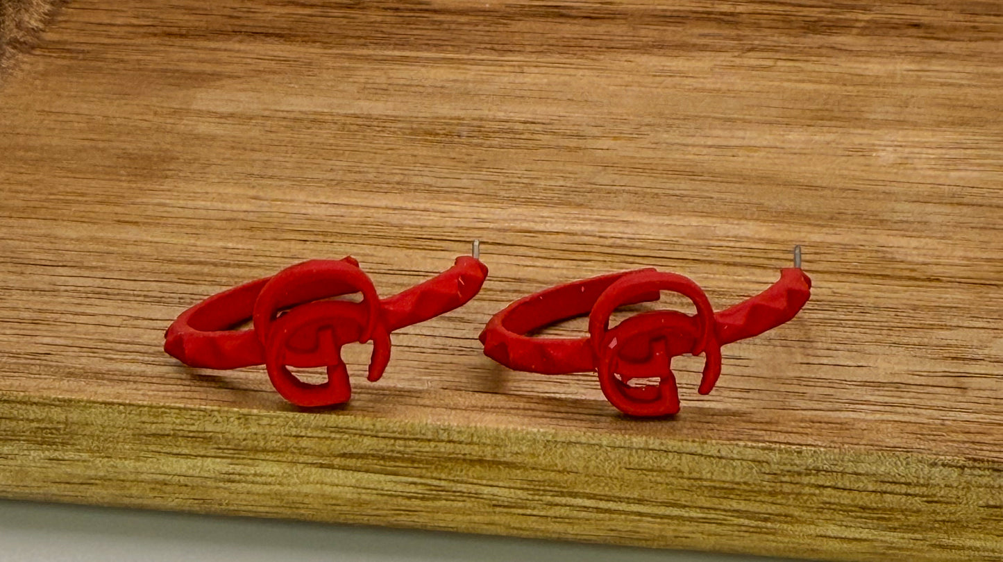Bright Red Gucci Designer Hoop Earrings