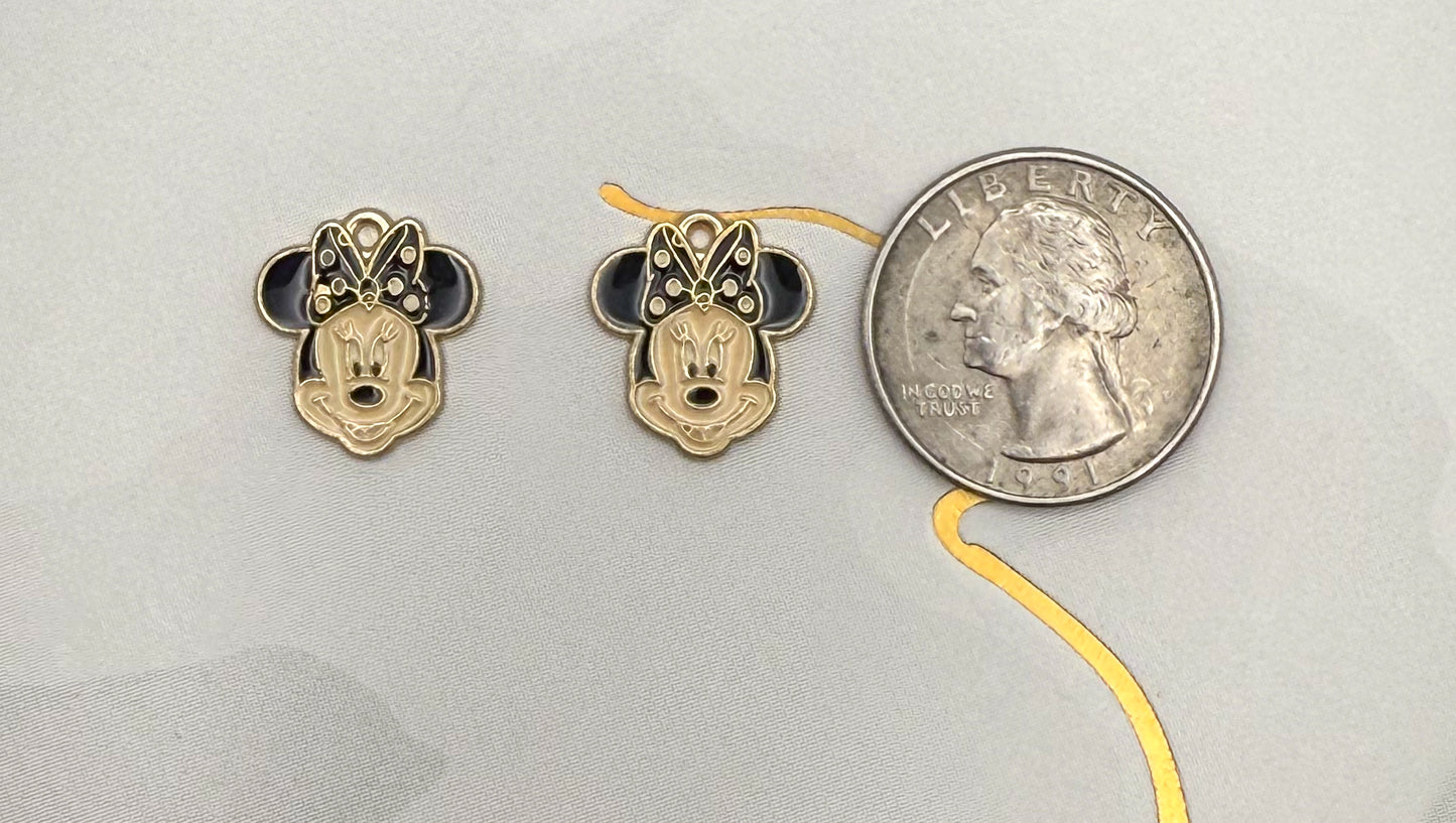 Gold Minnie Head DIY Metal Charms