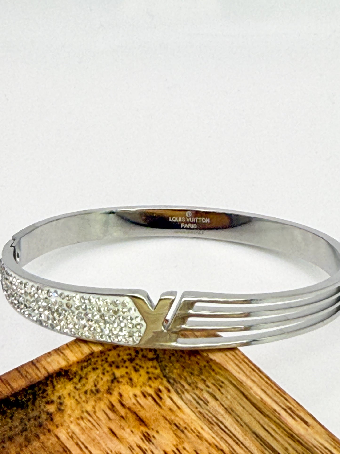 Silver LV Designer Bangle Bracelet