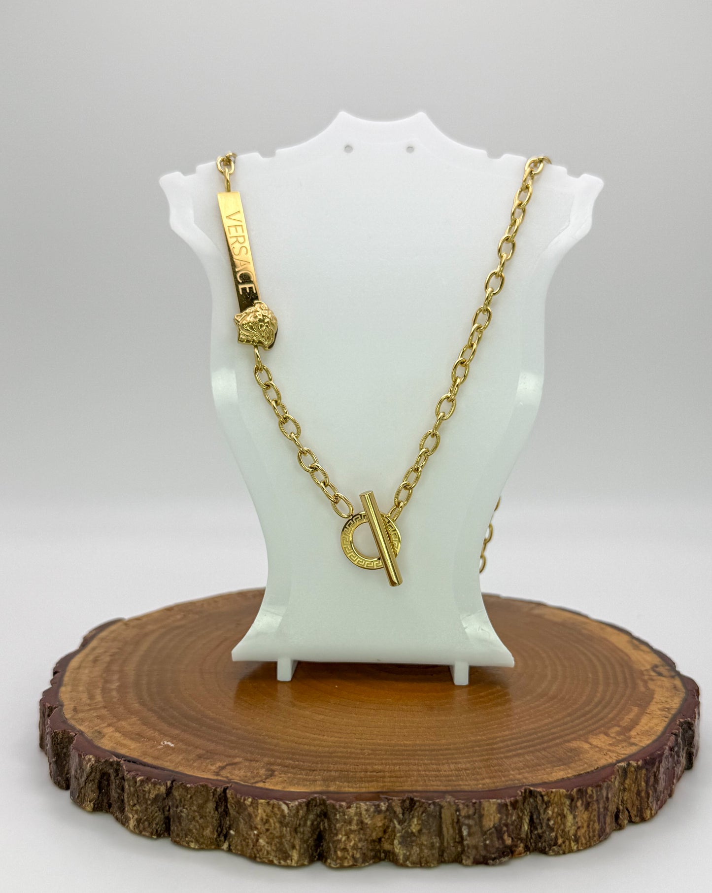 Gold Versace Designer Statement Stainless Steel Necklace