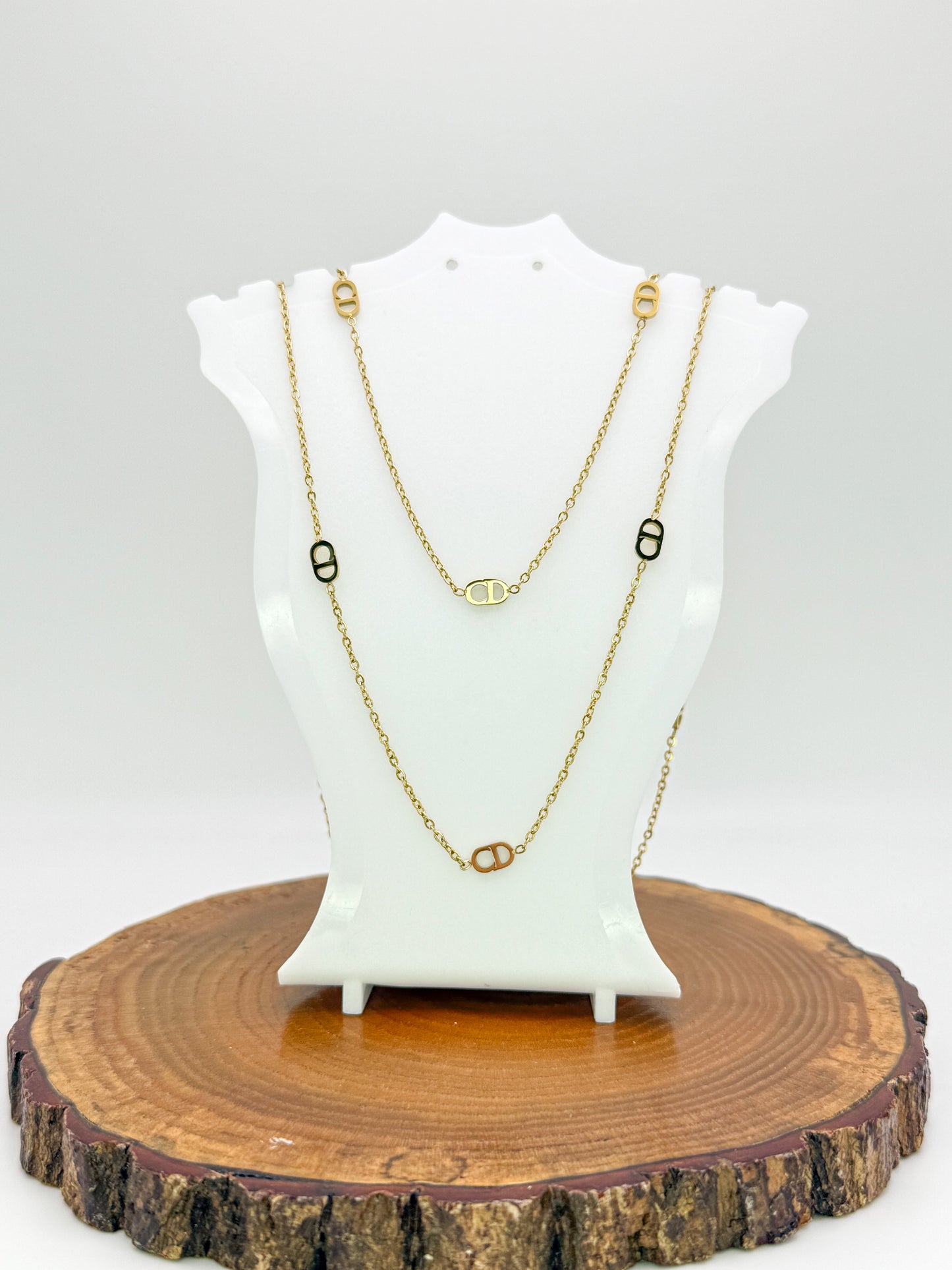 CD Designer Gold Double Layered Necklace