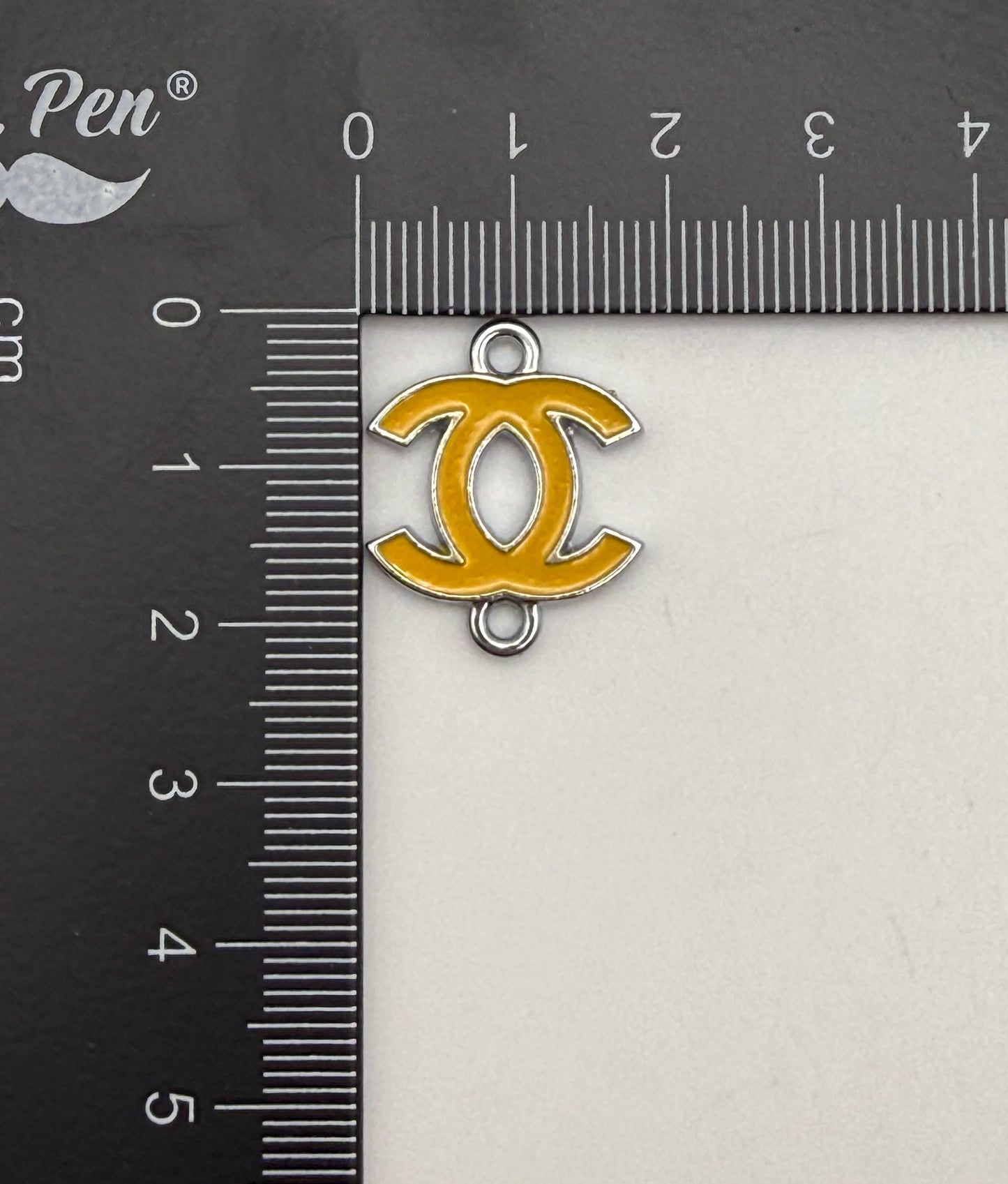 Colorful Enameled Silver CC Designer Connector Metal Charms