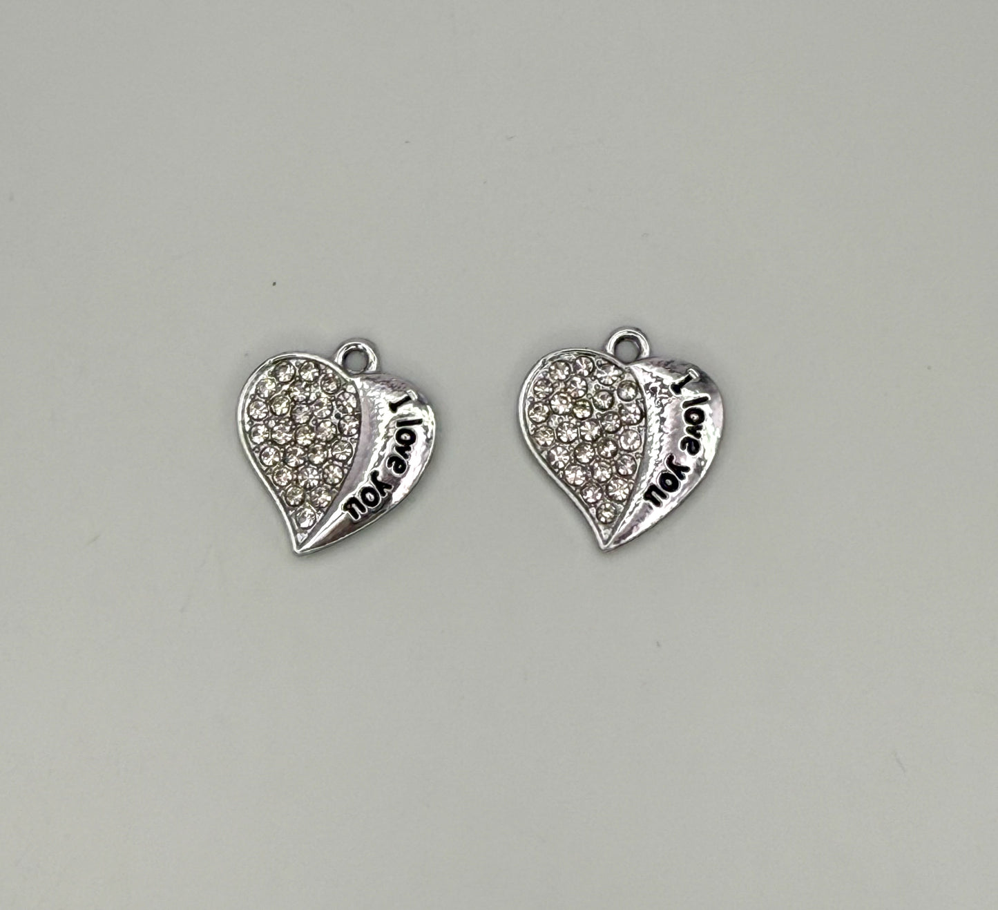I Love You Gold & Silver Heart DIY Charms