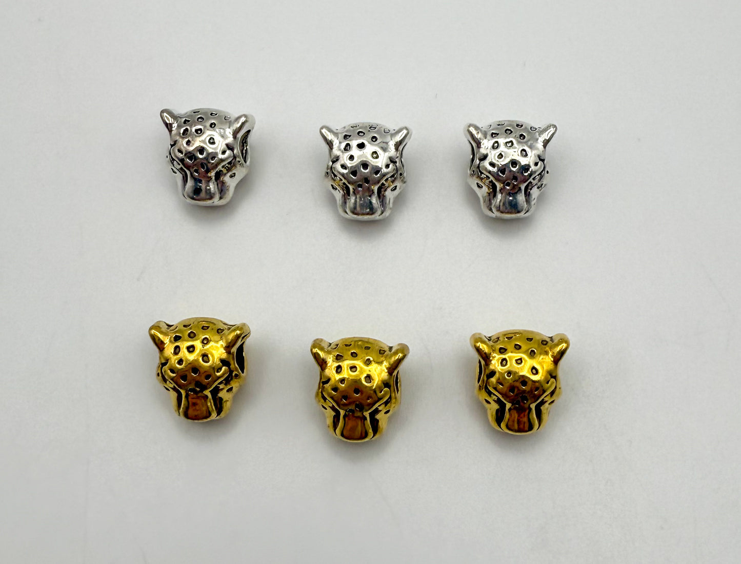 Leopard Head Gold & Silver Spacer Charm Beads