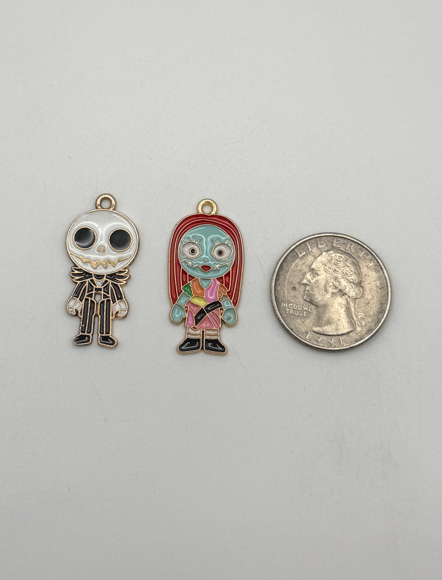 Nightmare Before Christmas Jack & Sally Gold DIY Metal Charms
